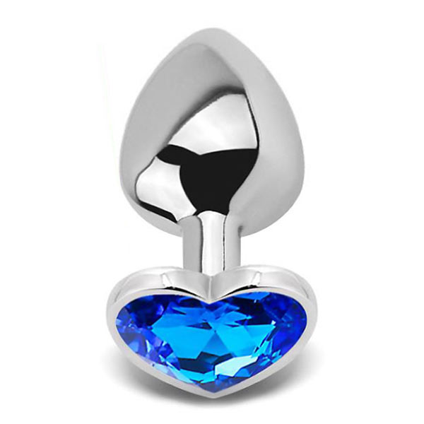 Plug Anal Metálico com Coração Azul L Plug Anal Metálico com Coração Azul L