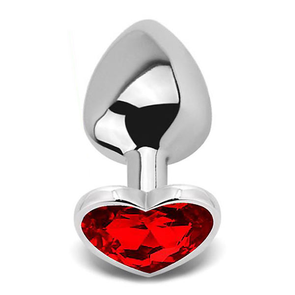 Plug Anal Metálico com Coração Vermelho L Plug Anal Metálico com Coração Vermelho L